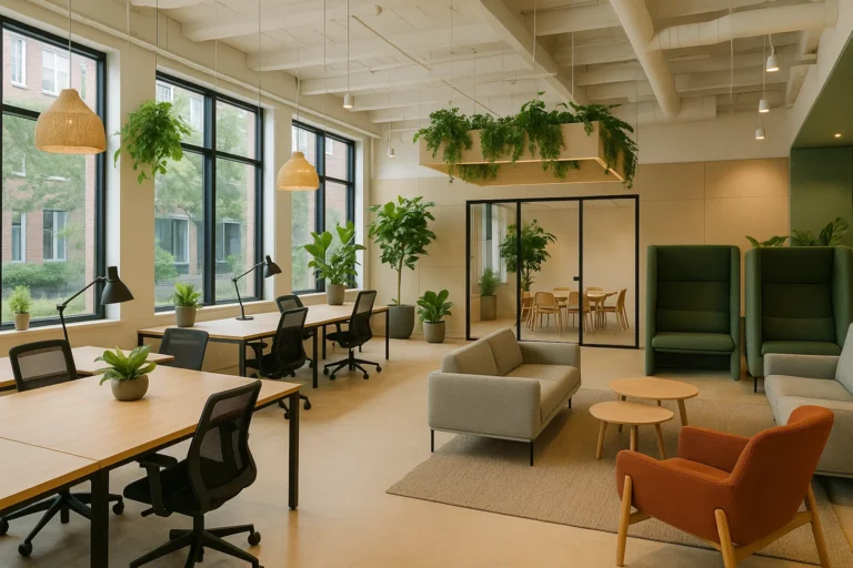 Creatieve en duurzame coworkingruimte in Nederland met gedeelde werkplekken, vergaderruimtes en moderne faciliteiten.